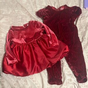 Red Velvet Baby Dress and Jumpsuit Set